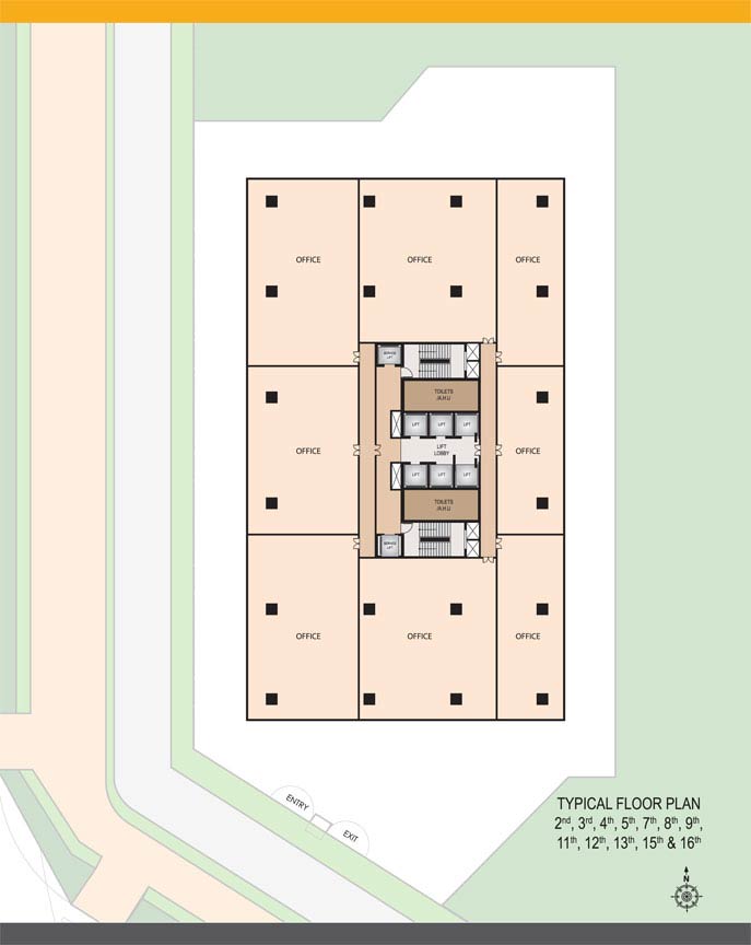 Typical Floor Plan in Signature Tower by Hiranandani in GIFT City SEZ