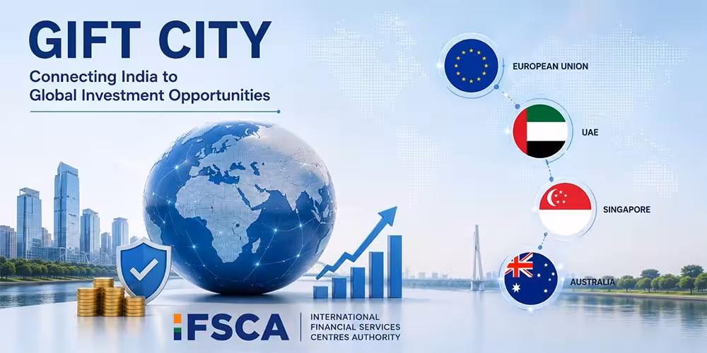 GIFT City News, IFSCA Update, GIFT City Investment, Global Investment Products, EU Investment Funds, UAE Investment, Singapore Funds, Australia Investment Products, GIFT IFSC, International Financial Services Centre, Retail Investors, GIFT City Financial News.