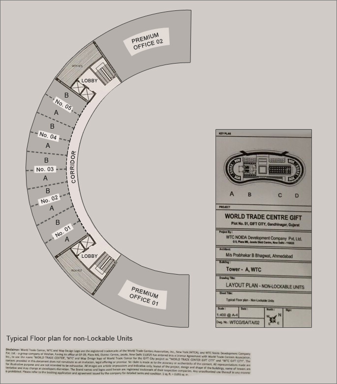 Floor Plan of commercial tower a in WTC GIFT City, Gujarat